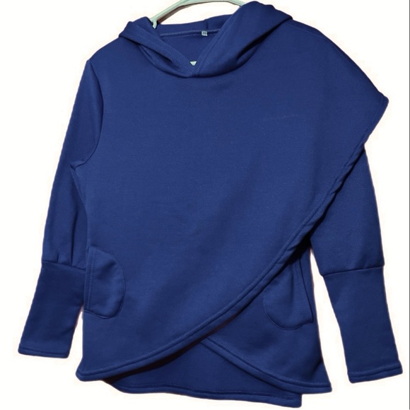Blue Asymmetric Layered Hi Lo Hoodie Sweatshirt XS-S Read for measurements - Picture 1 of 3
